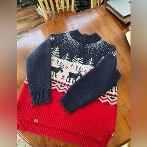 Mens- Simply Southern Navy and Red Reindeer Sweater- Sise Medium